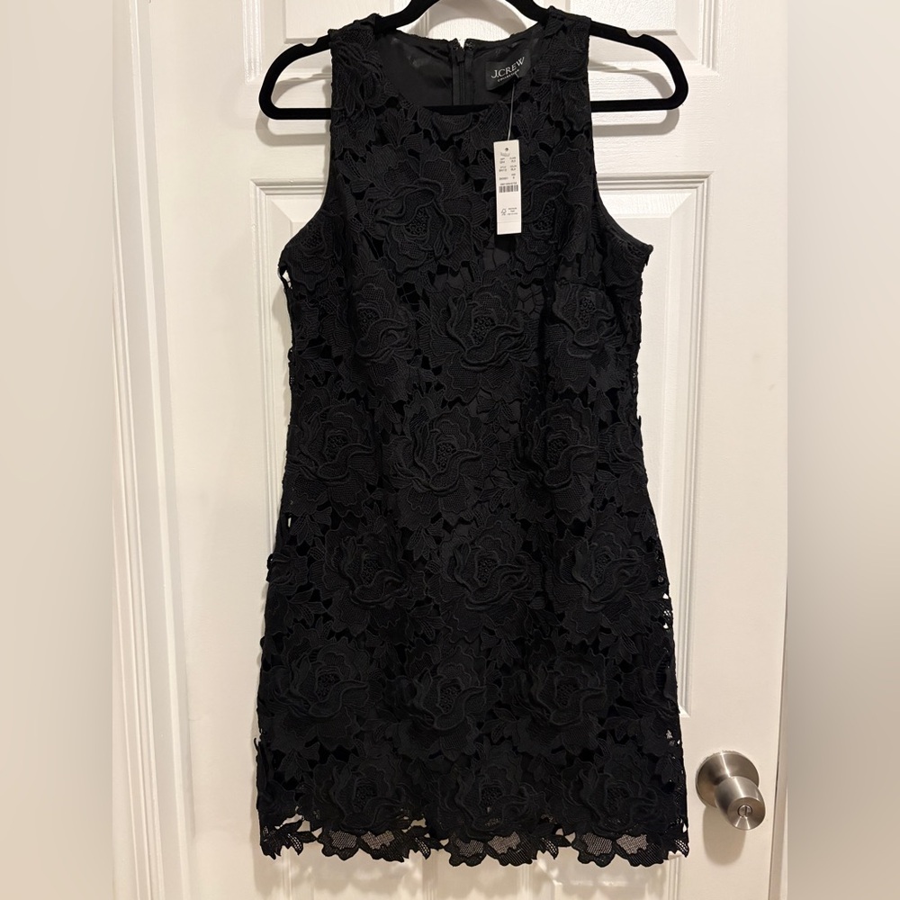 J.Crew Collection Black Luxe Floral Lace Dress size 8 NWT